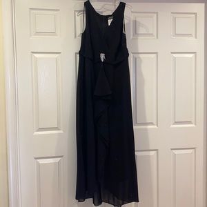 Black sparkle v neck evening gown.